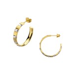 Yellow gold plated Steel Hoops with Baguette Czs Yellow gold plated Steel Hoops with Baguette Czs